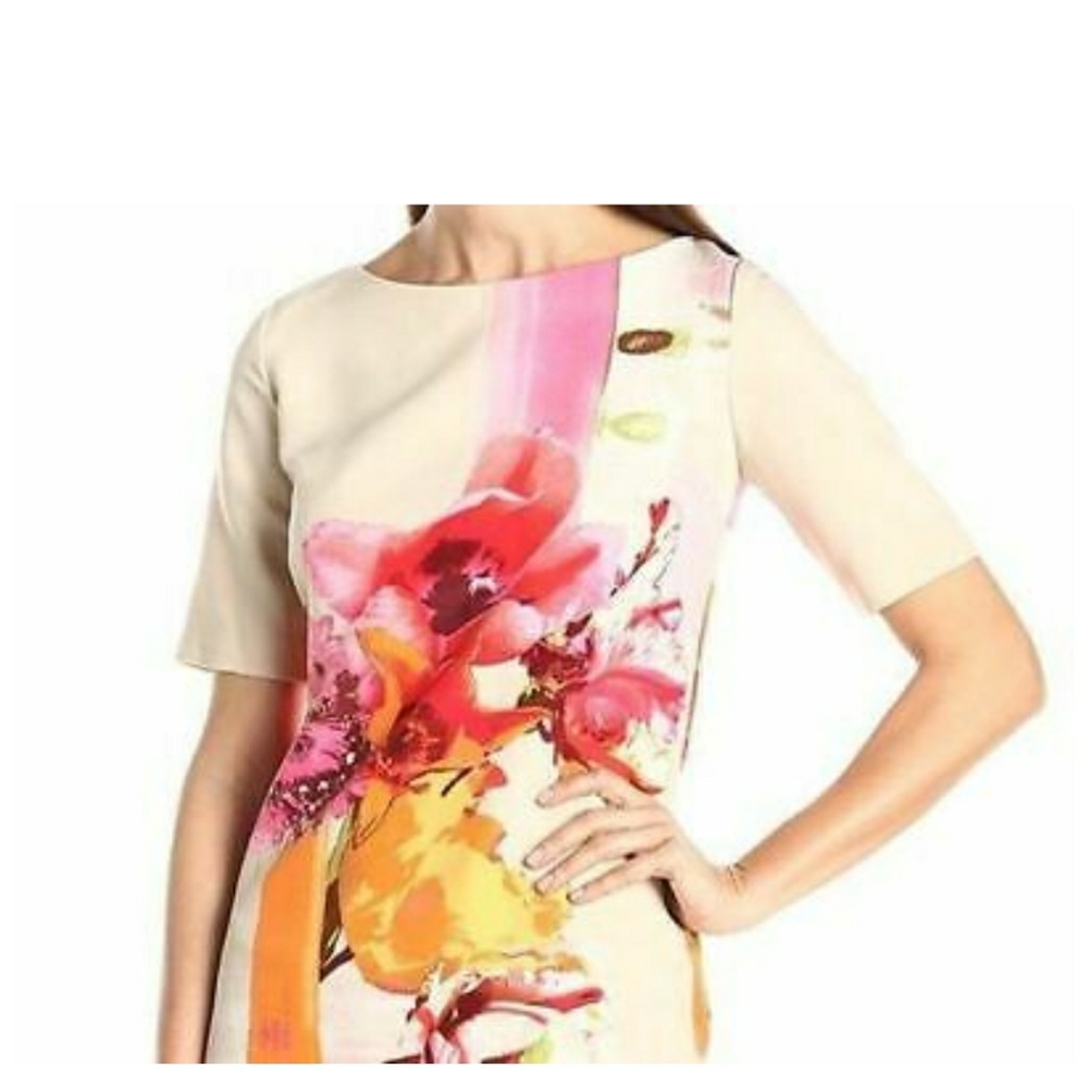 JULIAN TAYLOR SHORT SLEEVE FLORAL DRESS